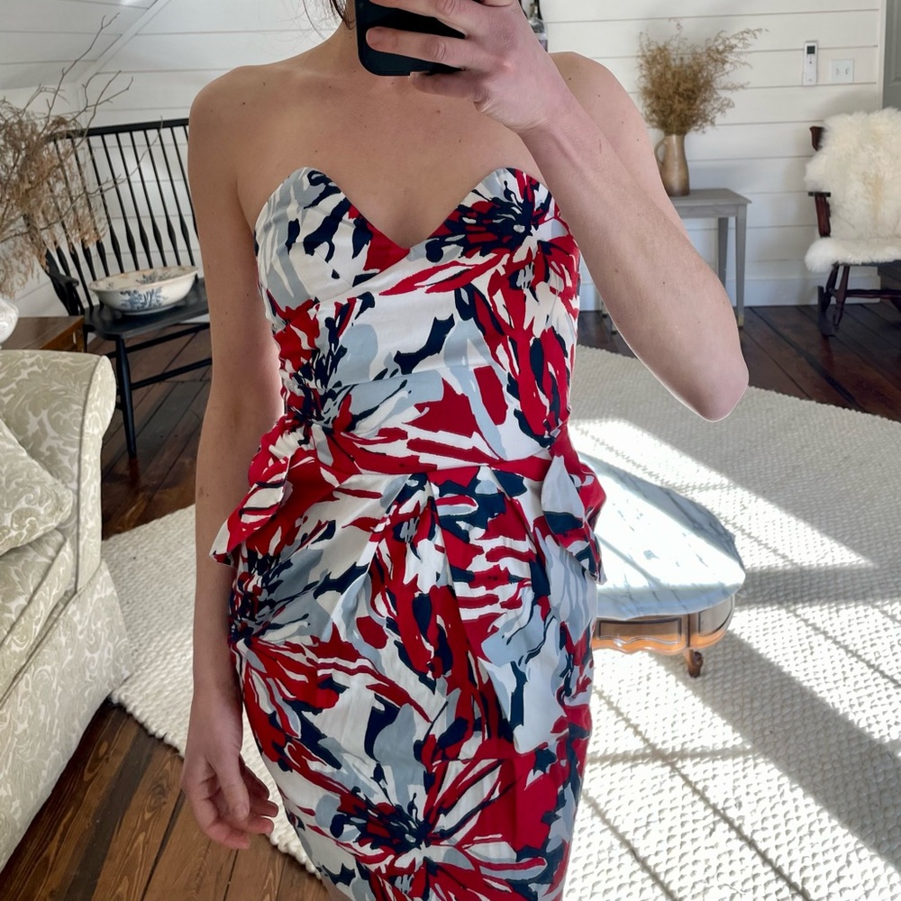 Red, white & blue bustier top mini dress